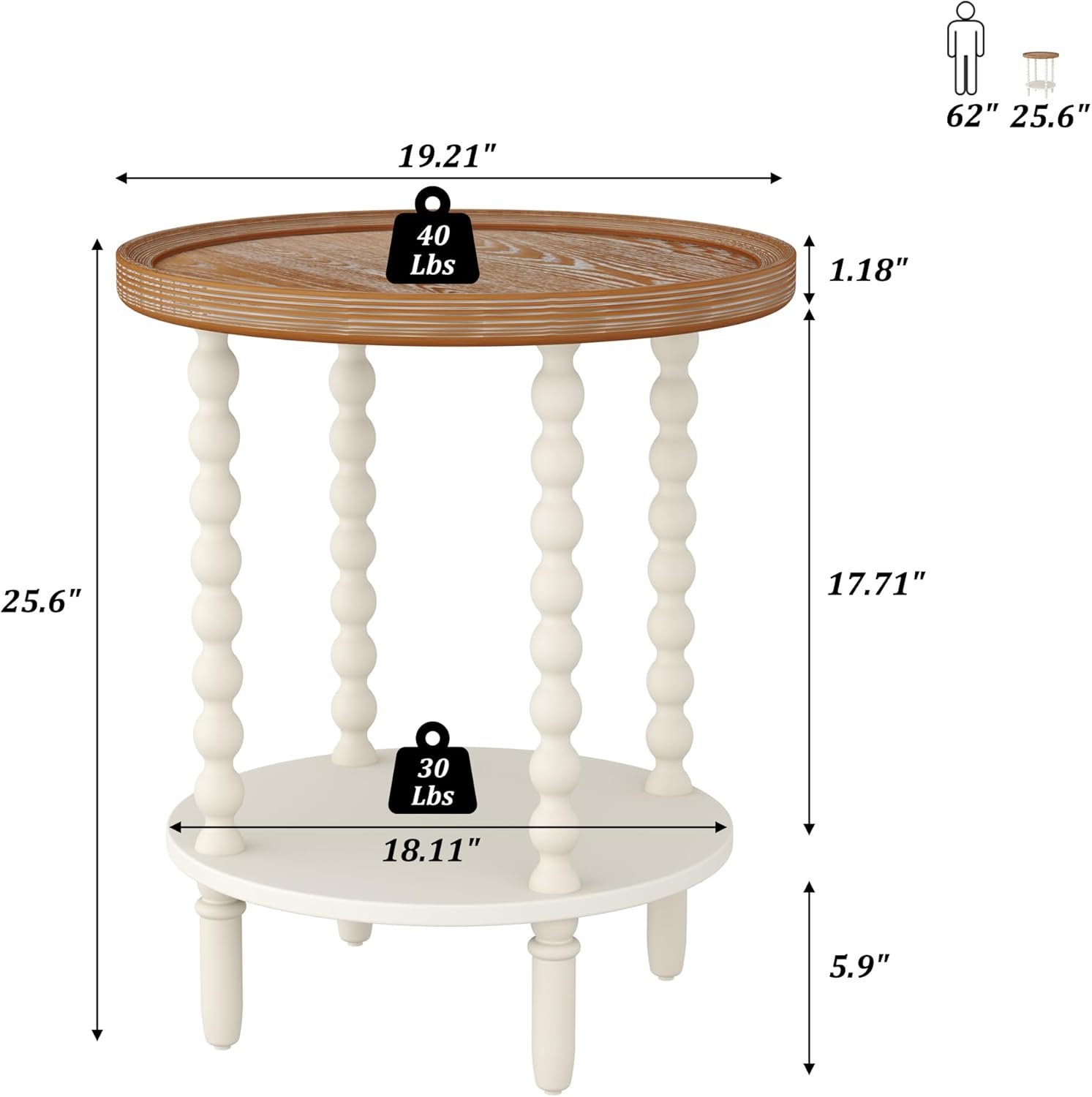 Farmhouse Nightstand with Storage – Bedside Table for Bedroom Organization