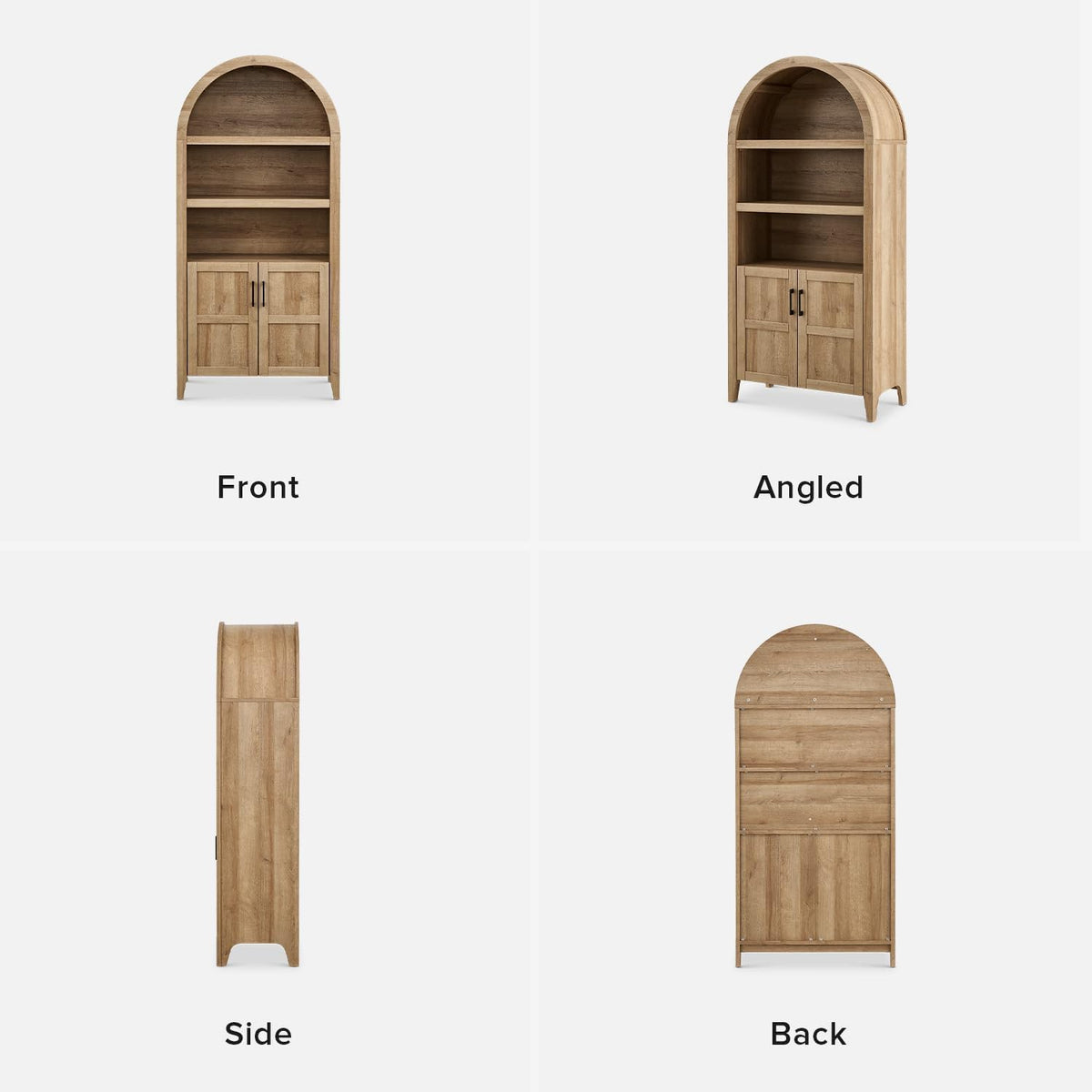 Farmhouse Tall Storage Cabinet with Arched Doors and Adjustable Shelves