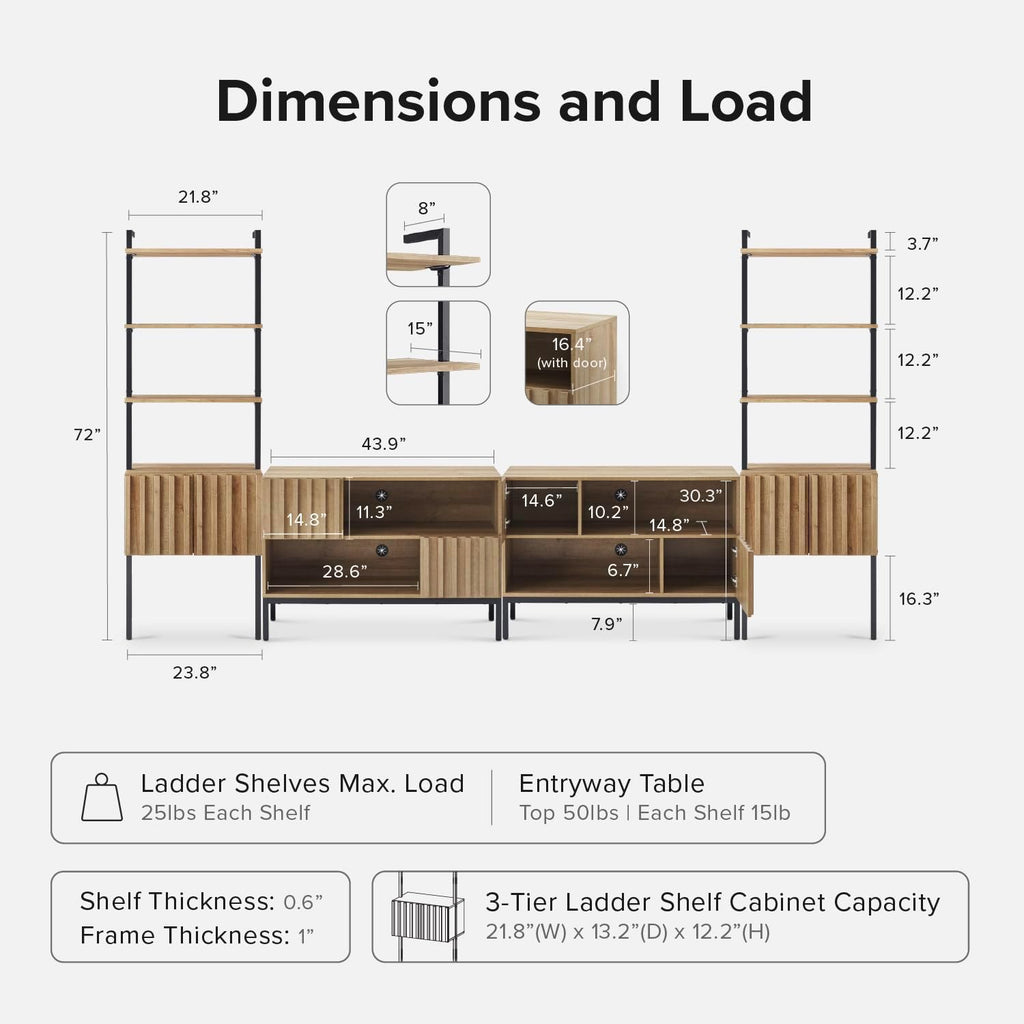 4-Piece Entertainment Center with 70-Inch TV Stand and 3-Tier Display Shelves