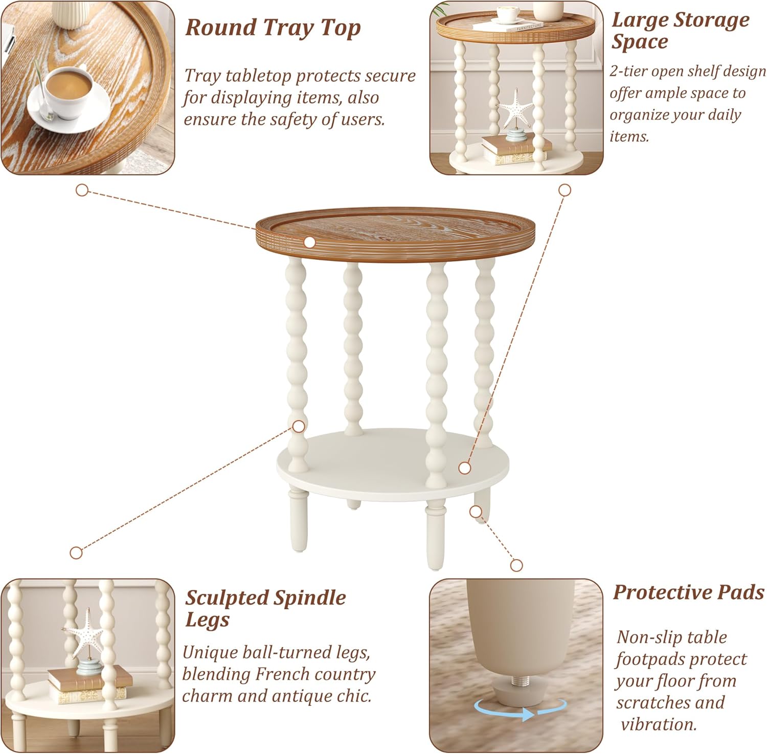 Farmhouse Nightstand with Storage – Bedside Table for Bedroom Organization