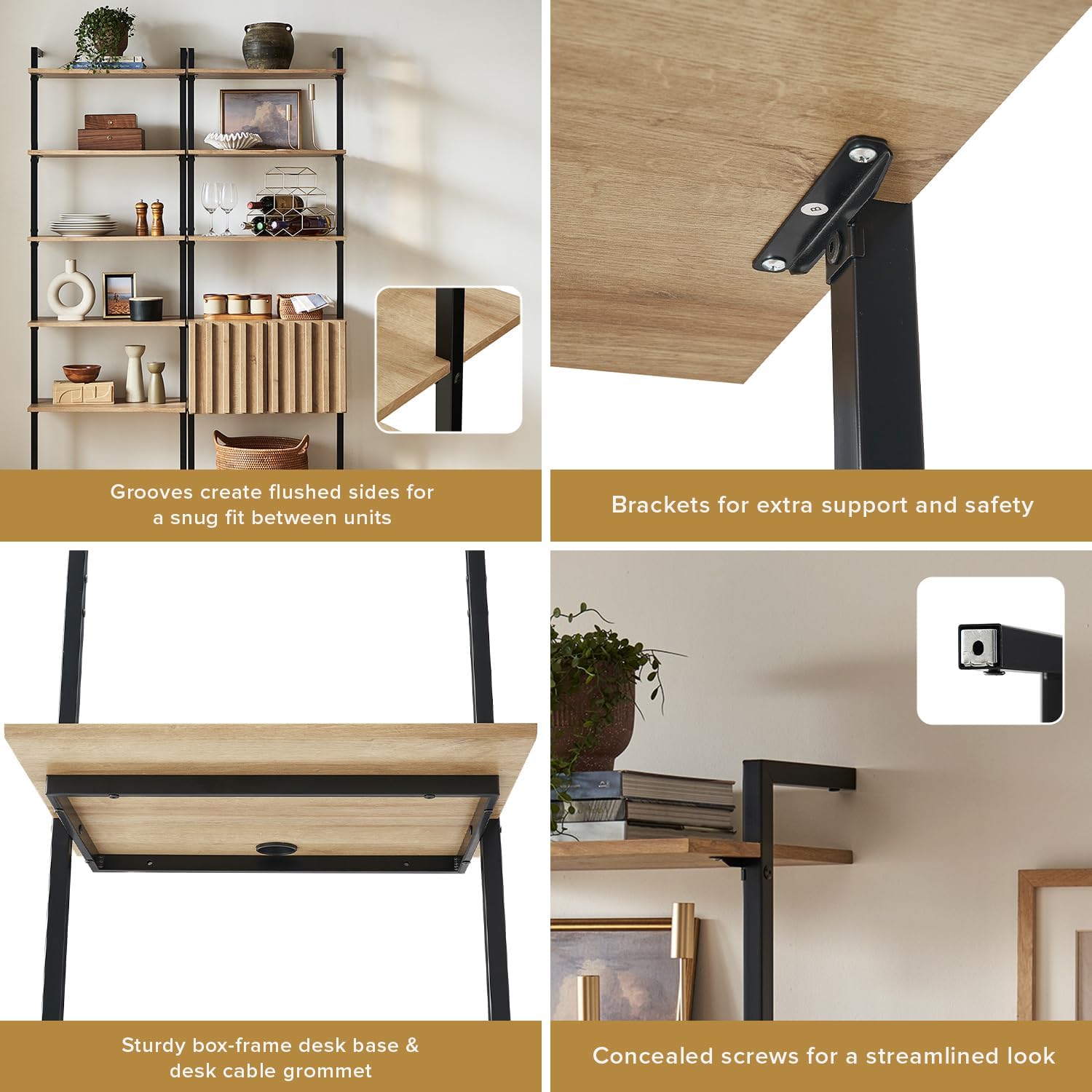4-Piece Entertainment Center with 70-Inch TV Stand and 3-Tier Display Shelves