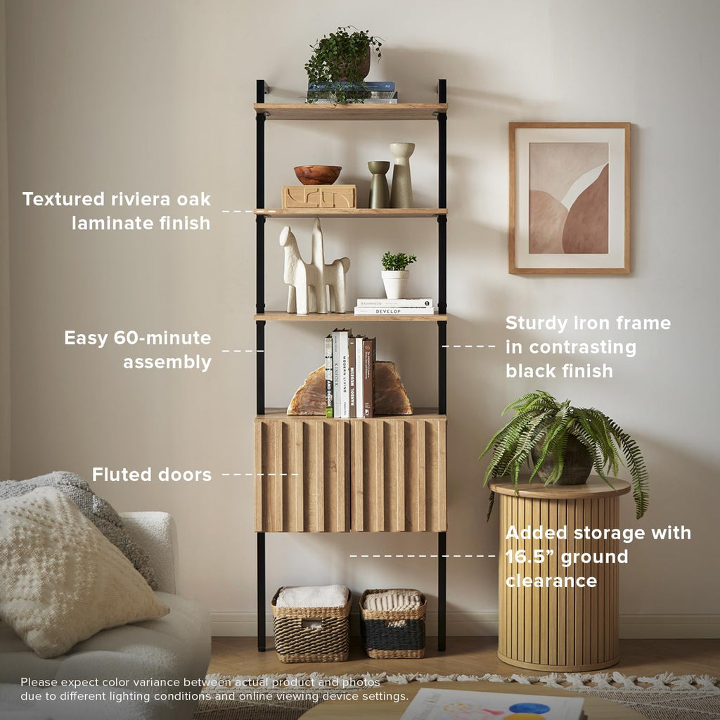 4-Piece Entertainment Center with 70-Inch TV Stand and 3-Tier Display Shelves