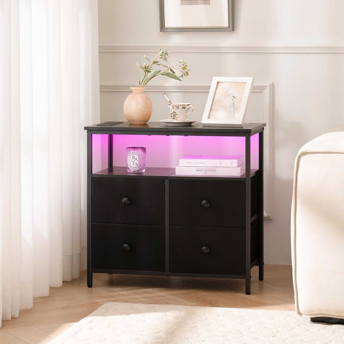 Bedside Charging Station and Storage Organizer for Bedroom