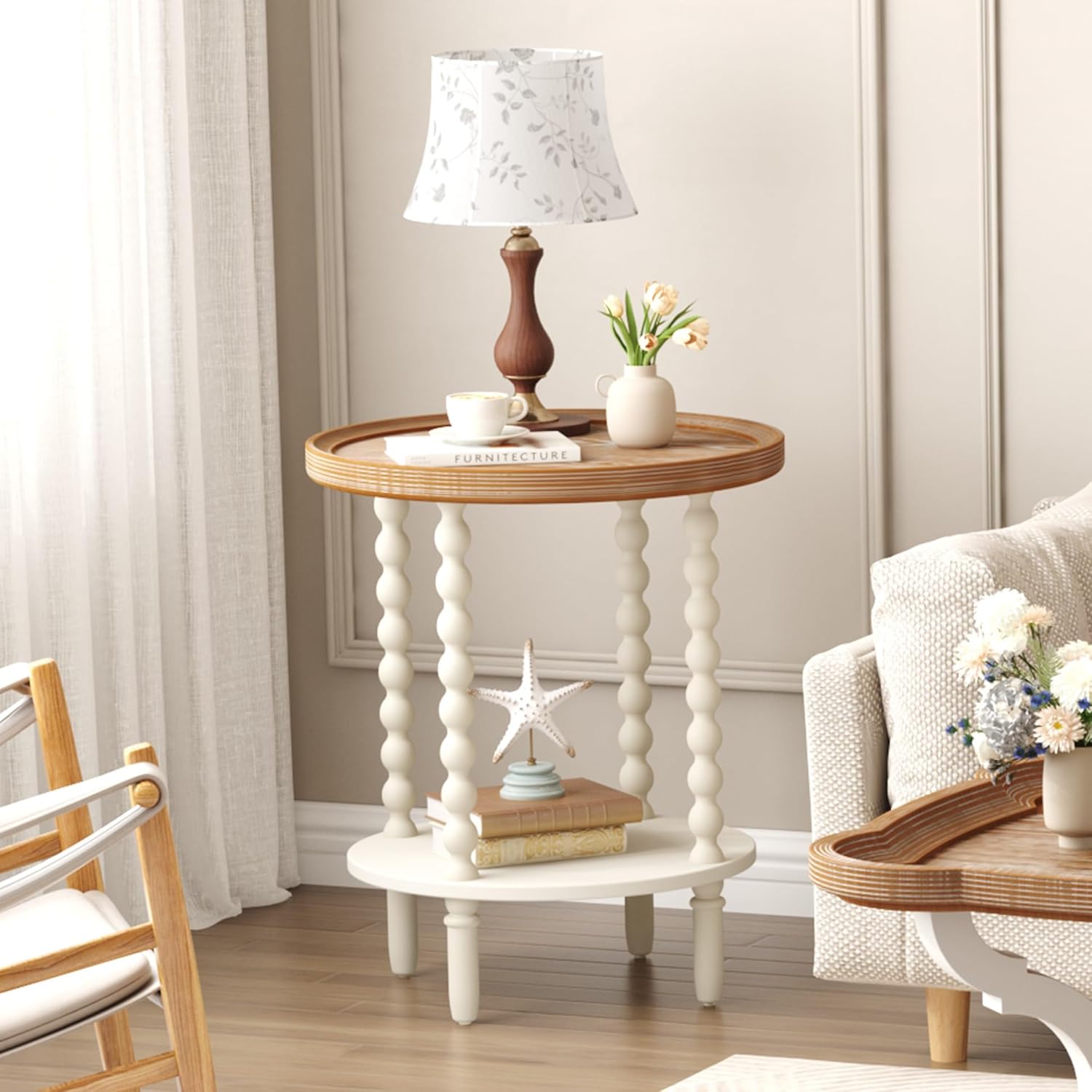 Farmhouse Nightstand with Storage – Bedside Table for Bedroom Organization