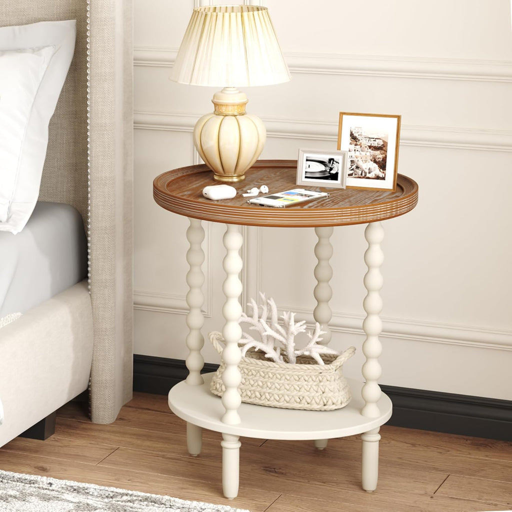 Farmhouse Nightstand with Storage – Bedside Table for Bedroom Organization