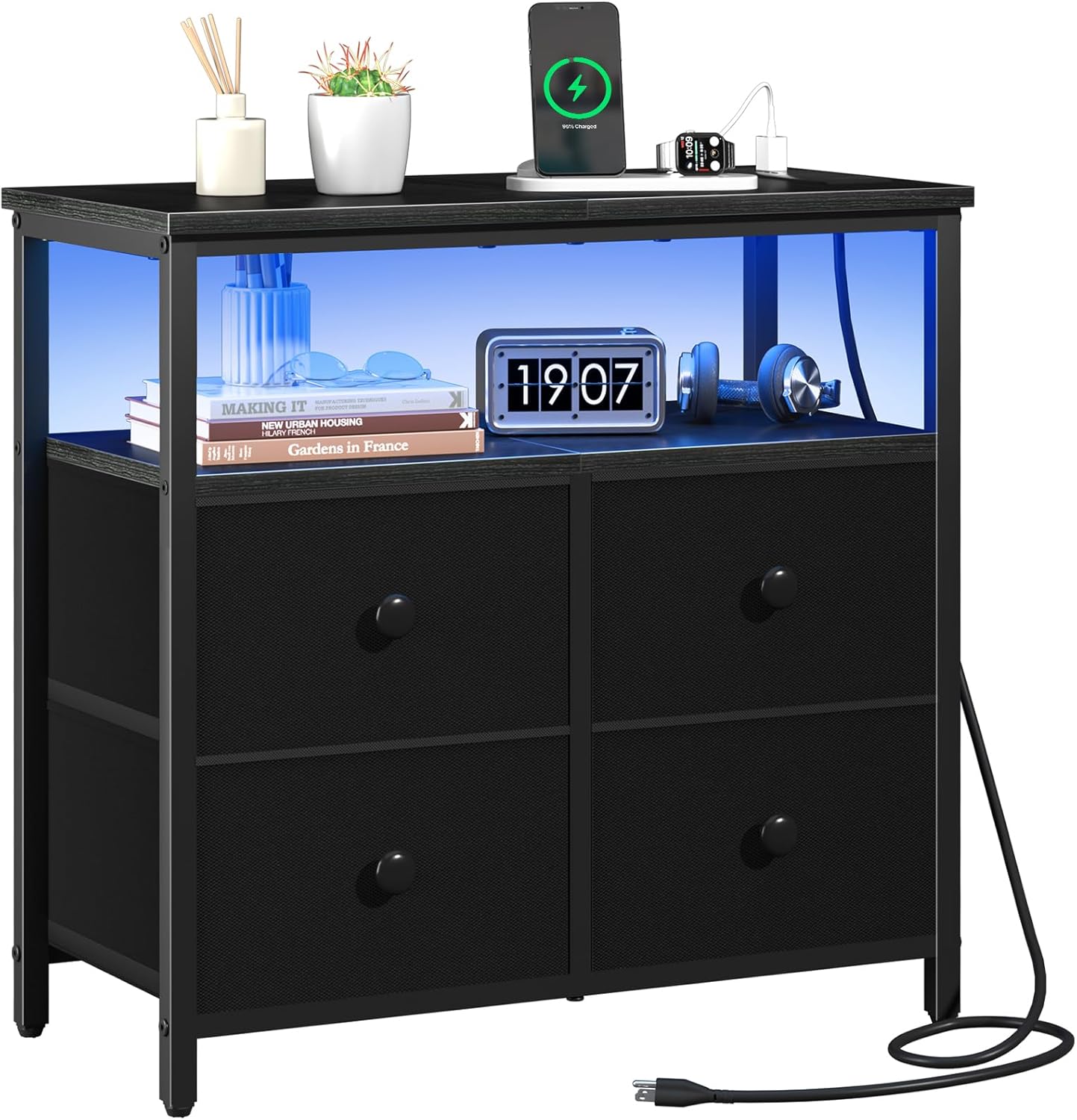 Bedside Charging Station and Storage Organizer for Bedroom
