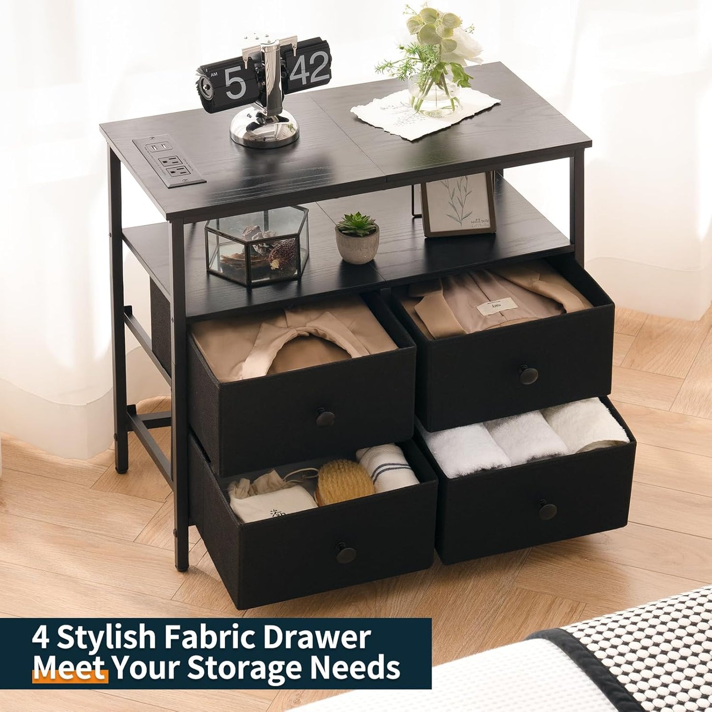 Bedside Charging Station and Storage Organizer for Bedroom