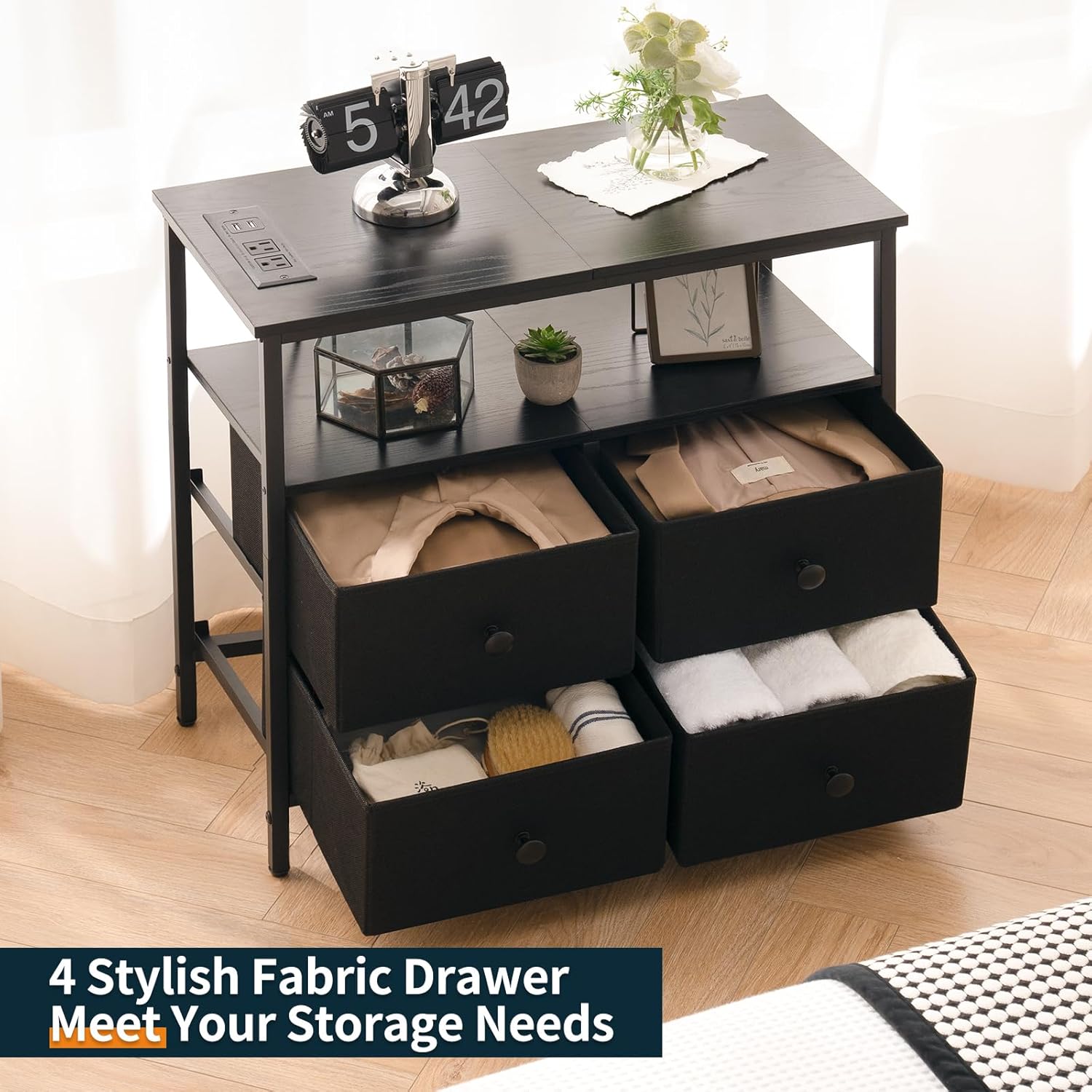 Bedside Charging Station and Storage Organizer for Bedroom