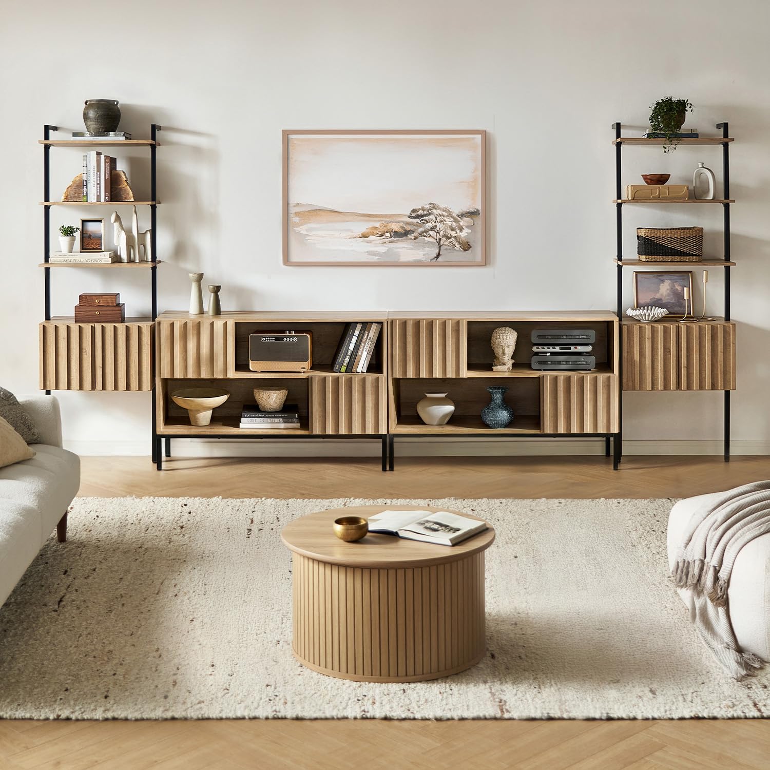 4-Piece Entertainment Center with 70-Inch TV Stand and 3-Tier Display Shelves