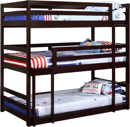 Solid Wood Triple Bunk Bed for Kids and Shared Bedrooms