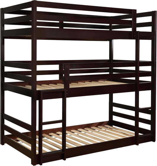 Solid Wood Triple Bunk Bed for Kids and Shared Bedrooms