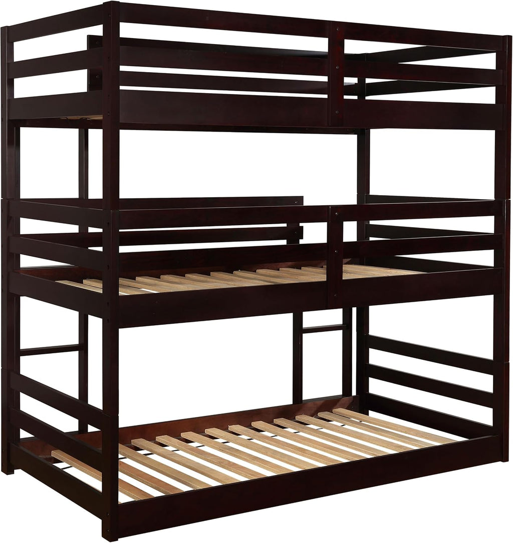 Solid Wood Triple Bunk Bed for Kids and Shared Bedrooms