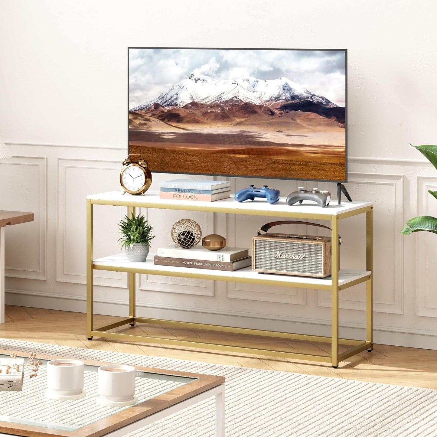 Modern TV Stand with Storage Shelves for Living Room Entertainment Center